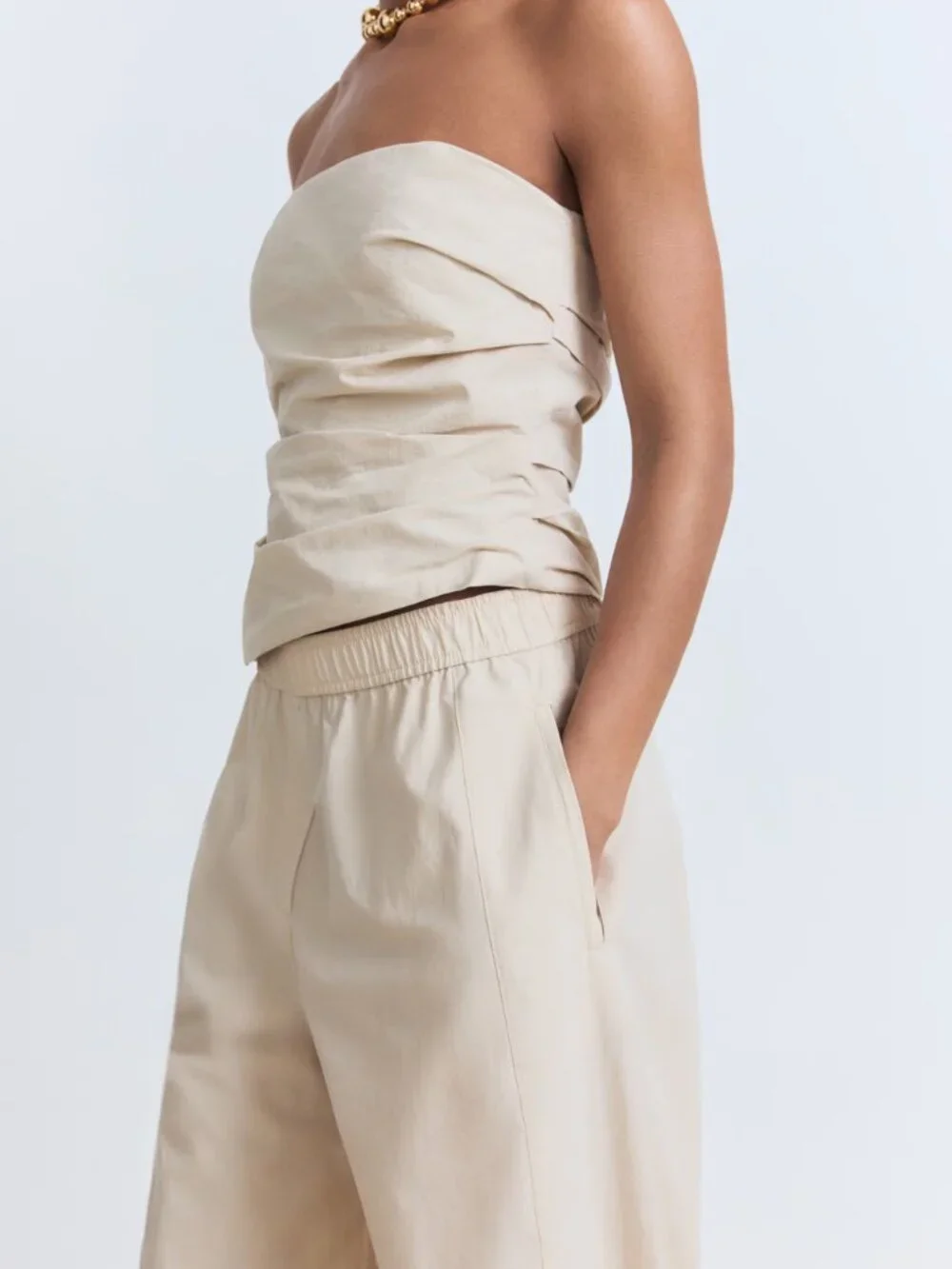 MANGO NWT Cotton Paperbag Pants